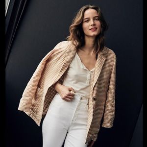 Madewell Linen Dorset Blazer in Gingham Check